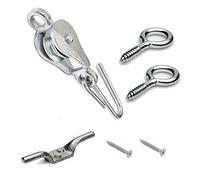 Fort Fasteners Washing Line Pulley Kits with Screw Eyes and Cleat Hooks