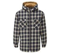 Fort Flex Fort Penarth Hooded Jacket Blue Check Sherpa Fleece Lined Quilted Hood Full Length Zip Mens Workwear Outerwear Clothing Size Xl