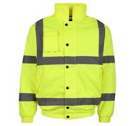 Fort - Hi Vis Bomber Jacket - Waterproof & Windproof - With Concealed Hood & Reflective Tape - Quilt Lined - Comfortable & Durable - EN471 Class 3 Visibility Standard