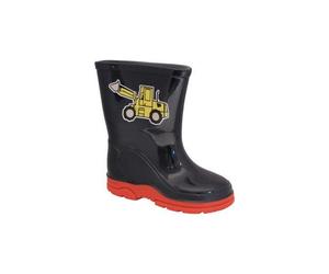 Fort KidsPVC Navy/Red Tractor Print Wellies