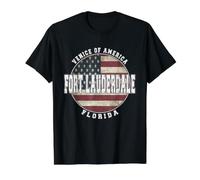 Fort Lauderdale Florida, Vintage American Flag Value Graphic T-Shirt, Men, Black, S