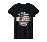 Fort Lauderdale Florida, Vintage American Flag Value Graphic T-Shirt, Women, Black, S