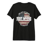 Fort Myers Florida, Vintage American Flag Premium T-Shirt
