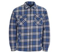 FORT Portman Shacket - Size Large, Navy - Warm Tartan Lumberjack Jacket Shirt with Sherpa Lining & Quilted Sleeves - Cosy & Durable Double Layered Fleece - for Cold Weather, Outdoor, Workwear