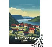 Fort Ticonderoga, New York 1000 Piece Jigsaw Puzzle, Downtown Architecture at Night, Decorative Artwork, Matte Printed Jigsaw, Birthday Gift for Puzzle Lovers, 52x38cm/1000pcs