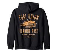 Fort Union Trading Post 1828 North Dakota Distressed Design Zip Hoodie