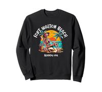 Fort Walton Beach Florida Fun Skeleton in the Hot Sun Design Sweatshirt