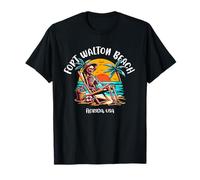 Fort Walton Beach Florida Fun Skeleton in The Hot Sun Design T-Shirt