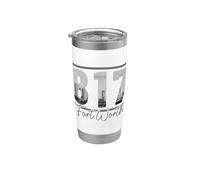 Fort Worth 817 Area Code Skyline Texas Pride Vintage Stainless Steel Insulated Tumbler