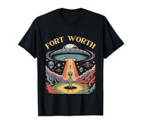 Fort Worth Alien UFO Abduction Retro Sci-Fi Art T-Shirt