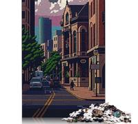 Fort Worth City Pixel Art Jigsaw Puzzles Puzzles for Adults Kids. 1000 Piece Great Gifts Challenge Toy Educational Games Home Decoration for Adults& Kids Age 14 Years Up 1000pcs (38x26cm)