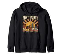 Fort Worth Tshirt Texas TX USA Trip Souvenir Vacation Retro Zip Hoodie