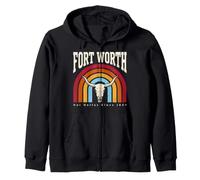 Fort Worth Tshirt Texas TX USA Trip Souvenir Vacation Retro Zip Hoodie