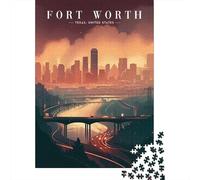 Fort Worth Urban Panorama Adult Paper Puzzle, Metropolitan Building Scene, Thick Cardboard Pieces, Mindful Activity for Adults, Paper Board, 70x50cm/1000pcs