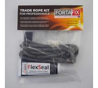 Fortafix Premium Black Stove Rope Kit 8mm x 2.5m - No Door Removal | Extra-Large 75ml High Temperature Flex-Seal Adhesive | UK Made Door Seal for Wood Burning & Multi Fuel Stoves.