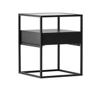 Fortaleza Side Table , Black, Glass Top, D40Xw40Xh51Cm