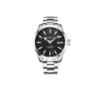 Stuhrling Original Mens Watch Analog Dial with Date - Calfskin Leather Strap or Stainless Steel Bracelet, 3953 Watches for Men Collection (Stainless Steel/Black)