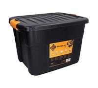 FORTE Tools Storage Box 42 L with Click Closure 50 x 39 x 34 cm in Black Tool Case, Box, Robust, Stackable, Lockable (000051361905)