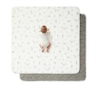Fortella Baby Play Mat for Playpen & Floor, 120×120cm Foldable Foam Padded Playmats for Babies Toddlers Kids, Washable Soft Non-Slip Crawling Rug, Newborn Tummy Time Nursery Gym Activity (Ocean Ivory)