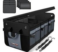 FORTEM Car Boot Organiser, Car Boot Storage, SUV Organiser, Collapsible Multi Compartments, Cars Accessories for Men Women, 600D Oxford, Non Slip Bottom, Securing Straps, Soft Cover (90L)