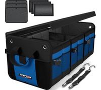 FORTEM Car Boot Organiser, Car Boot Storage, SUV Organiser, Collapsible Multi Compartments, Cars Accessories for Men Women, 600D Oxford, Non Slip Bottom, Securing Straps, Soft Cover (90L)