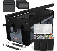 FORTEM Car Boot Organiser, Car Boot Storage, SUV Organiser, Collapsible Multi Compartments, Cars Accessories for Men Women, 600D Oxford, Non Slip Bottom, Securing Straps, Soft Cover, Cool Bag (110L)