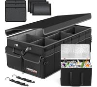 FORTEM Car Boot Organiser Storage, Car Organiser, Boot Tidy, Collapsible Multi Compartments, Cars Accessories for Men Women, 600D Oxford, Non Slip Bottom, Securing Straps, Soft Cover (105L)