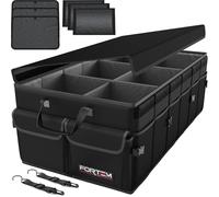 FORTEM Car Boot Organiser Storage, Car Organiser, Boot Tidy, Collapsible Multi Compartments, Cars Accessories for Men Women, 600D Oxford, Non Slip Bottom, Securing Straps, Soft Cover (85L)