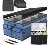 FORTEM Car Boot Organiser Storage, Car Organiser, Boot Tidy, Collapsible Multi Compartments, Cars Accessories for Men Women, 600D Oxford, Non Slip Bottom, Securing Straps, Soft Cover (105L)