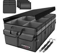 FORTEM Car Boot Organiser Storage, Car Organiser, Boot Tidy, Collapsible Multi Compartments, Cars Accessories for Men Women, 600D Oxford, Non Slip Bottom, Securing Straps, Soft Cover (85L)