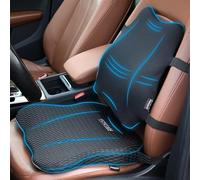FORTEM Car Seat Cushion and Back Support Pillow, Memory Foam Car Wedge Cushion, Comfort Back Rest and Lumbar Support for Driving, Non Slip Seat Pad, Adjustable Straps, Washable Cover