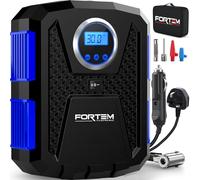 FORTEM Car Tyre Inflator 150 PSI, Air Compressor, 110V-240V AC 12V DC Electric Air Pump for Car Tires, Digital Tire Pump w/Auto Pump/Shut Off, Carrying Case