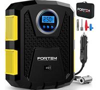 FORTEM Car Tyre Inflator 150 PSI, Air Compressor, Electric Air Pump for Car Tyres, Digital Pump w/Auto Shut Off, Carrying Case, 12V DC (Yellow, Standard)