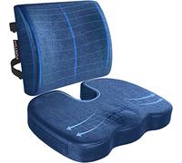 FORTEM Coccyx Cushion, Office Chair Cushion and Back Support for Office Chair, Lumbar Support Pillow, Memory Foam, Non Slip Sitting and Back Rest for Gaming, Chair Pad