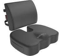 FORTEM Coccyx Cushion, Office Chair Cushion and Back Support for Office Chair, Lumbar Support Pillow, Memory Foam, Non Slip Sitting and Back Rest for Gaming, Chair Pad, XL