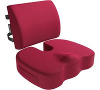 FORTEM Coccyx Cushion, Seat Cushion, Lumbar Support Cushions, Back Support Cushions for Office Chair, Memory Foam Seat Pillow Breathable & Washable Cover, Adjustable Straps, XL