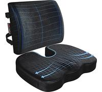 FORTEM Coccyx Cushion, Seat Cushion, Lumbar Support Cushions, Back Support Cushions for Office Chair, Memory Foam Seat Pillow Breathable & Washable Cover, Adjustable Straps
