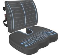 FORTEM Coccyx Cushion, Seat Cushion, Lumbar Support Cushions, Back Support Cushions for Office Chair, Memory Foam Seat Pillow Breathable & Washable Cover, Adjustable Straps