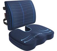 FORTEM Coccyx Cushion, Seat Cushion, Lumbar Support Cushions, Back Support Cushions for Office Chair, Memory Foam Seat Pillow Breathable & Washable Cover, Adjustable Straps