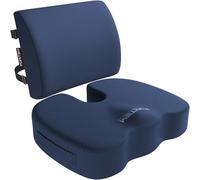 FORTEM Coccyx Cushion, Seat Cushion, Lumbar Support Cushions, Back Support Cushions for Office Chair, Memory Foam Seat Pillow Breathable & Washable Cover, Adjustable Straps, XL