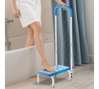 FORTEMOTUS Bath Step with Handle - Sturdy Lightweight Step Stool for Bedside for Adults, Non-Skid Rubber Platform Stepping Stool, Safely Supports up to 330 Pounds,Blue
