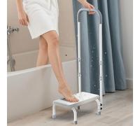 FORTEMOTUS Bath Step with Handle - Sturdy Lightweight Step Stool for Bedside for Adults, Non-Skid Rubber Platform Stepping Stool, Safely Supports up to 330 Pounds,White