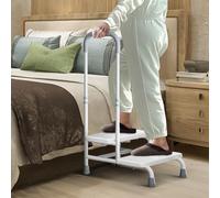 FORTEMOTUS steps for elderly - Adjustable Handrail &Non-Skid Platform, Heavy Duty 2 Step Stool for Adults, Elderly, Foot Stool for Bedside, Kitchen, Car, Bathtub, Holds up to 350 lbs