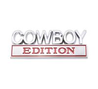 Forten Kingdom 1PC Metal Word Cowboy Edition Car Truck 3D Letter Emblem Badge Sticker Decal (Chrome and red)