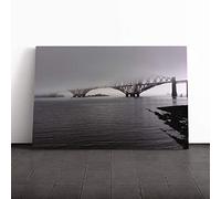 Forth Bridge Misty Scotland Canvas Print | Gallery Wrapped 30mm Frame Wall Art | 24x16 inches | Ready to Hang | Modern Cityscape Picture | Living Room Bedroom Lounge Office