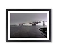 Forth Bridge Misty Scotland Framed Print | A2 Oak Framed Wall Art | Ready to Hang | Modern Cityscape Picture | Living Room Bedroom Lounge Office