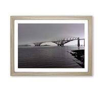 Forth Bridge Misty Scotland Framed Print | A2 Oak Framed Wall Art | Ready to Hang | Modern Cityscape Picture | Living Room Bedroom Lounge Office