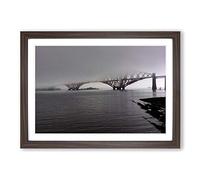 Forth Bridge Misty Scotland Framed Print | A2 Walnut Framed Wall Art | Ready to Hang | Modern Cityscape Picture | Living Room Bedroom Lounge Office