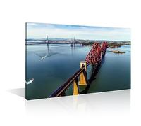 Forth Railway Bridge Near Edinburgh Wall Art for Living Room 1 Pieces Victorian Cantilever Construction Wall Decor for Bedroom Artwork Paintings Print on Canvas Framed Ready to Hang (24" Wx36 H)