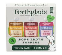 Forthglade Bone Broth for Dogs, Chicken, Pork & Beef (6x180g) Grain Free & Hypoallergenic, Natural Ingredients with Superfood Boost, Dry Dog Food Topper, 4+ Months